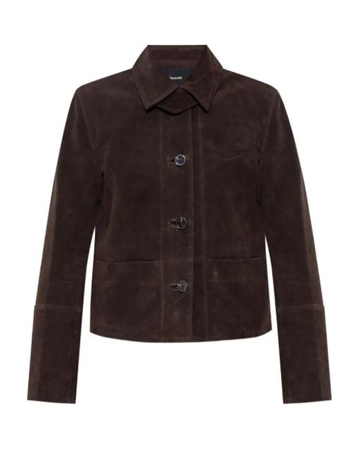 Zadig & Voltaire Brown Lessa Button-Up Jacket