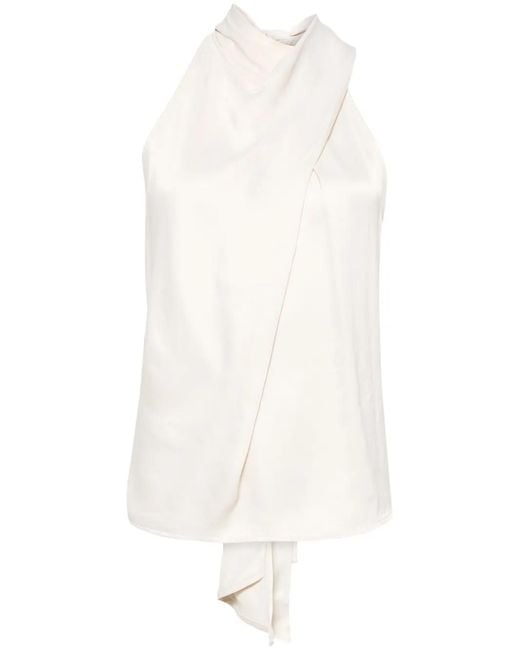 Marques'Almeida White Draped Halterneck Top