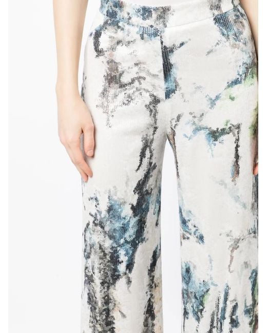Saiid Kobeisy White Sequin Embellished Pants