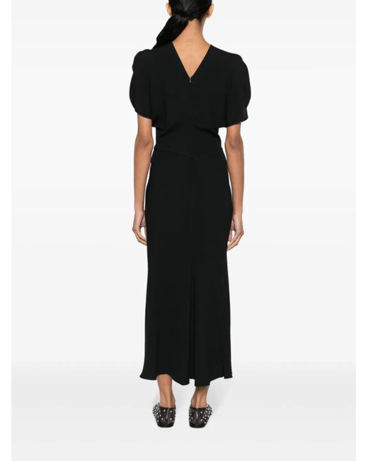 Victoria Beckham Black Victoria Beckham Gathered Waist Midi Dress