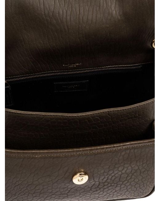 Bolso de hombro Niki con placa del logo Saint Laurent de color Gray