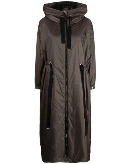 Max Mara Black Drawstring-waist Hooded Coat