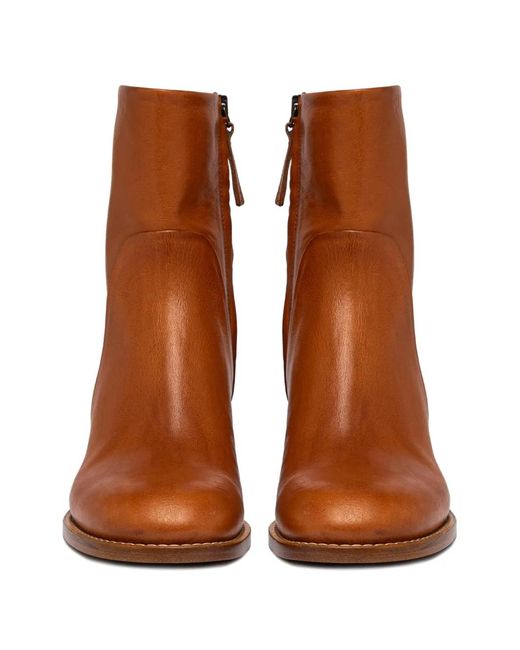 Buttero Brown Bottines Bolgheri Zippées À Talon Épais