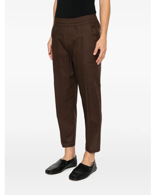 Yes London Brown Pantalon Cargo À Taille Élastiquée for men