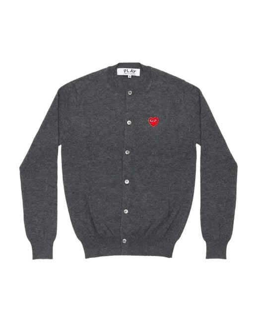 COMME DES GARÇONS PLAY Blue Rhinestone Heart Cardigan