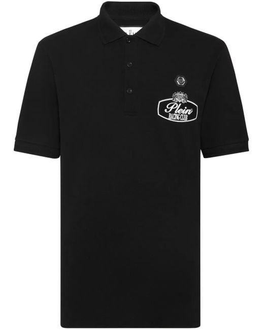 Philipp Plein Black Racing Club Polo Shirt for men