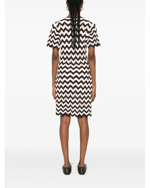 Maje White Zigzag Crochet Dress