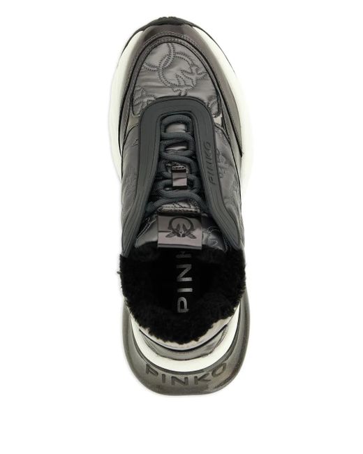 Pinko Black Ariel 19 Quilted Logo-Detail Sneakers