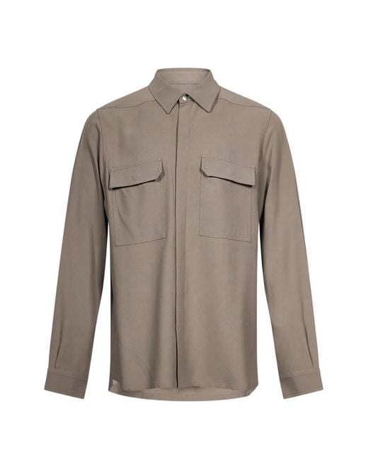Rick Owens Gray Flap-Pocket Shirt for men