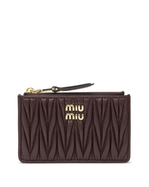 Portefeuille Zippé À Plaque Logo Miu Miu en coloris Brown