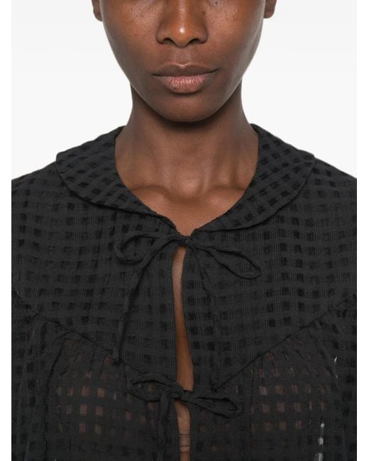 Stine Goya Black Gingham Tie-Fastening Blouse