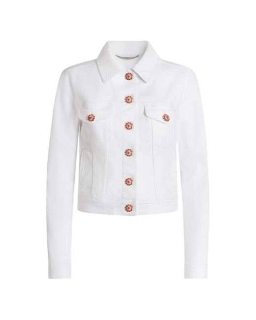 Dolce & Gabbana White Denim Jacket With Jewel Buttons