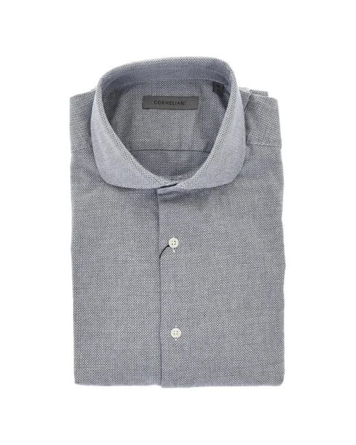 Corneliani Gray Textured-Finish Shirt for men