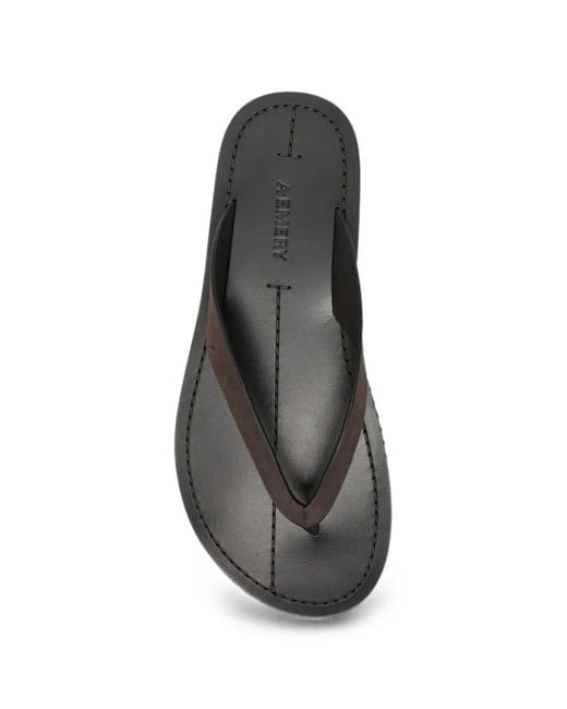 A.Emery Black Flora Flat Sandals