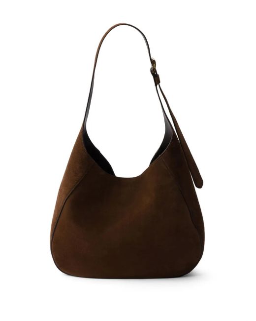 Prada Brown Medium Suede Shoulder Bag