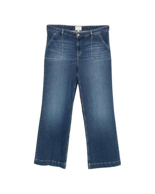 MAISON 123 Blue Patch-Pocket Wide-Leg Jeans