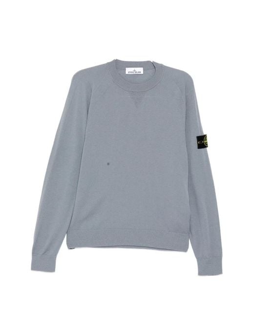 Stone Island Gray Logo-Patch Raglan-Sleeve Sweater for men