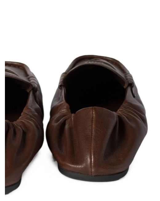 Miu Miu Brown Logo-Embossed Penny Loafers