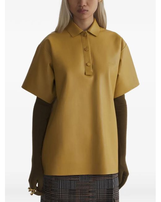 Mugler Yellow Leather Polo Shirt