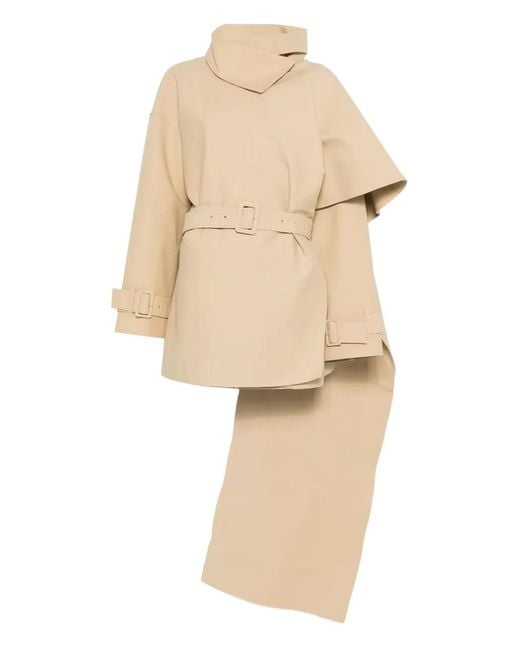 Entire studios Natural Mini Belted Scarf Coat