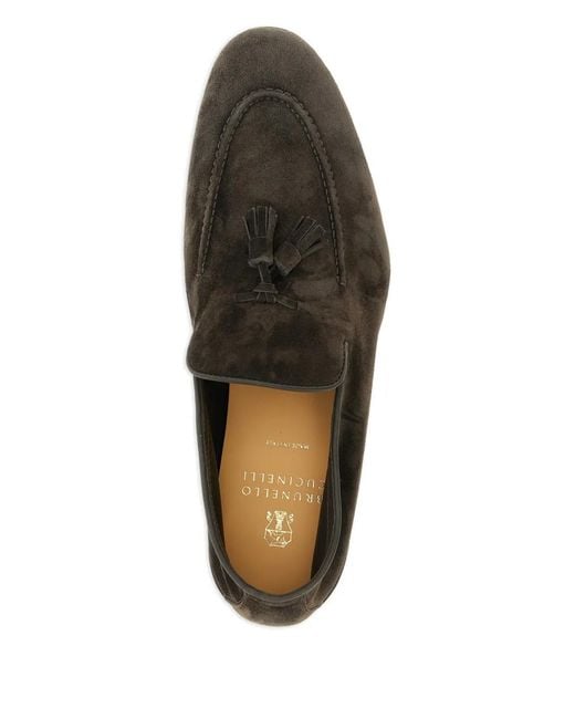 Brunello Cucinelli Black Tassel-Detail Loafers for men