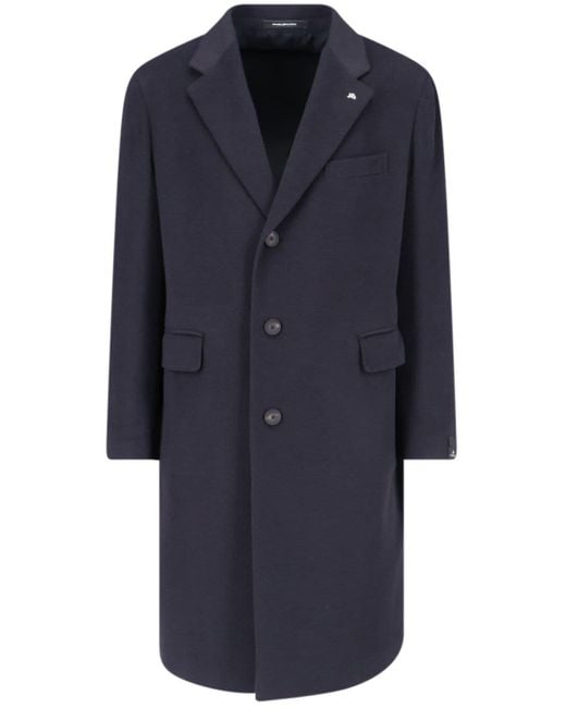 Tagliatore Blue Charm-Embellished Coat for men