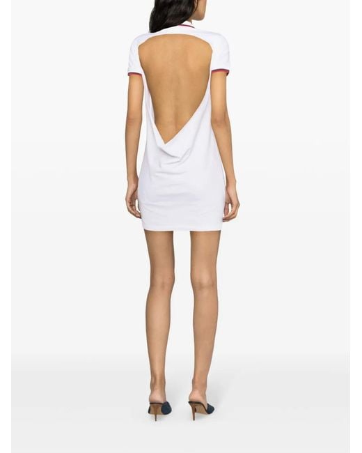 DSquared² White Stripe-Trim Cotton Polo Dress