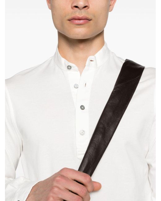 Dell'Oglio Klassisches Henley-Hemd in White für Herren