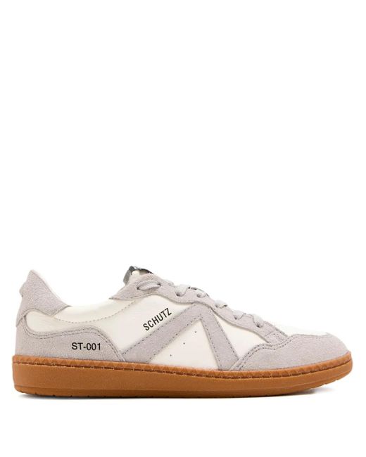SCHUTZ SHOES White St 001 Leather Suede Sneakers