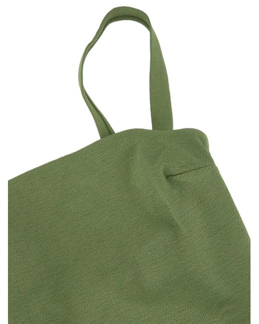 Matteau Green Crinkle Square-Neck Swimsuit