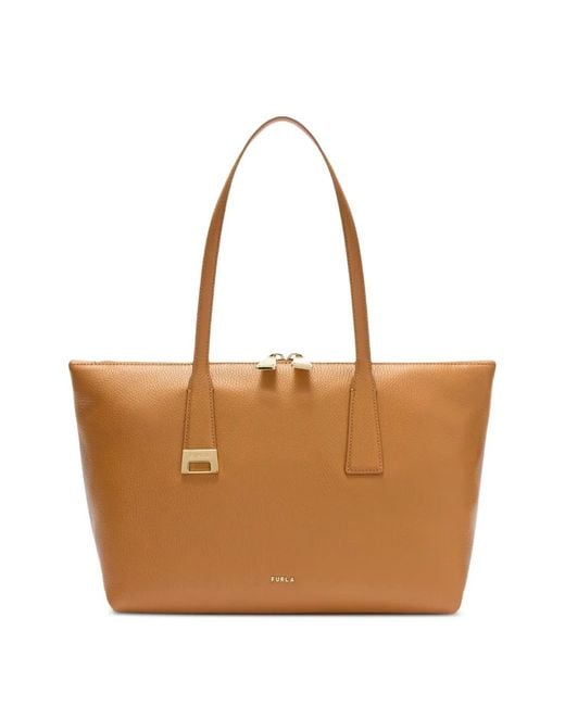 Furla Brown Olivia Calf Leather Tote Bag