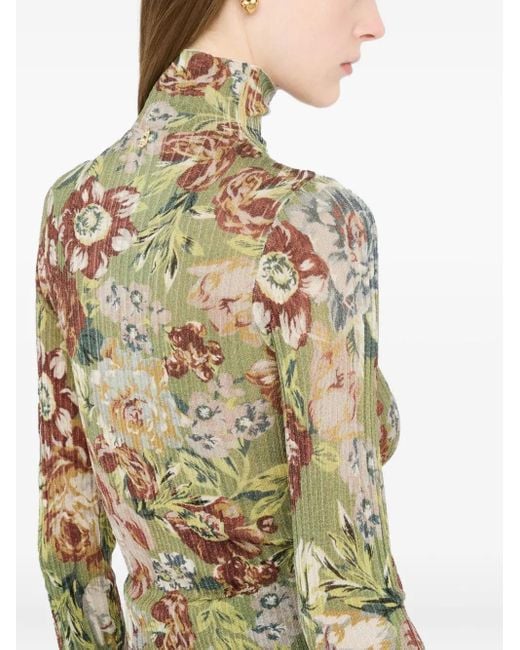 Liu Jo Green Gerippter Pullover mit Blumen-Print