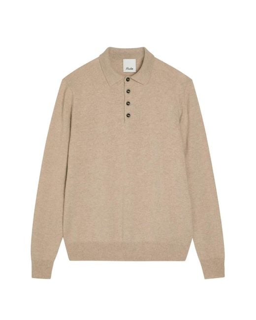 Allude Natural Button-Up Polo Shirt for men