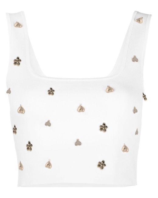 Sandro White Charm-embellished Crop Top