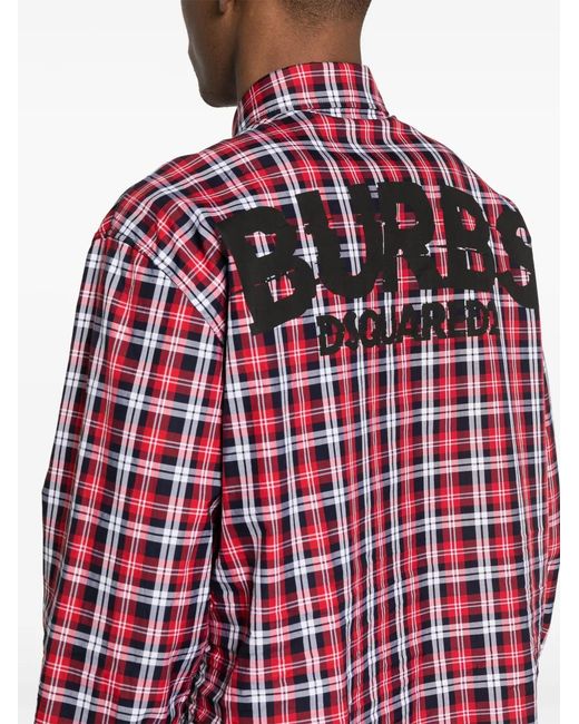 DSquared² Red Canadian Burbs Checked Shirt for men