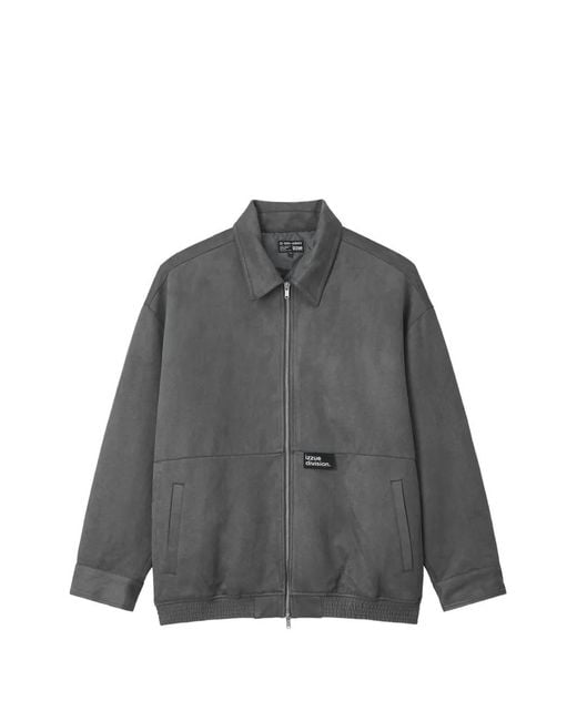 Izzue Gray Logo-Patch Zip-Up Jacket for men