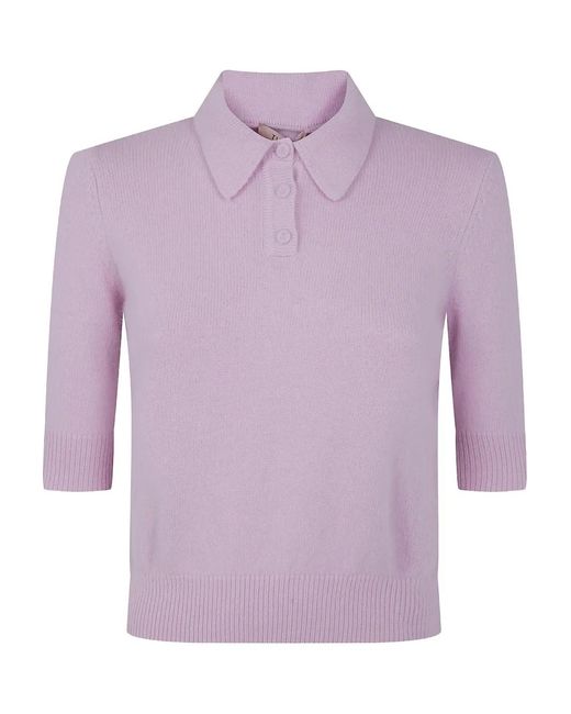 Twinset Purple Ribbed Polo Shirt