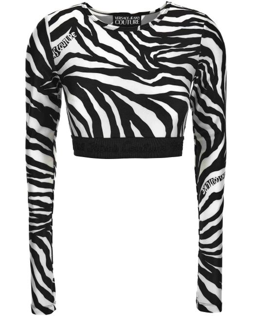 Versace Jeans Couture Black Zebra-Print T-Shirt