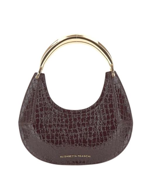 Elisabetta Franchi Brown Hobo crocodile-effect jewel-handle tote bag