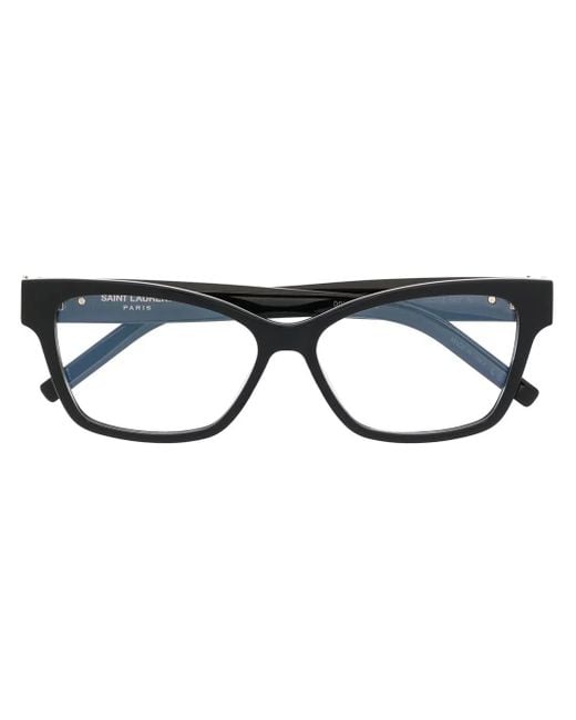 Saint Laurent Black Engraved-Logo Cat Eye Glasses