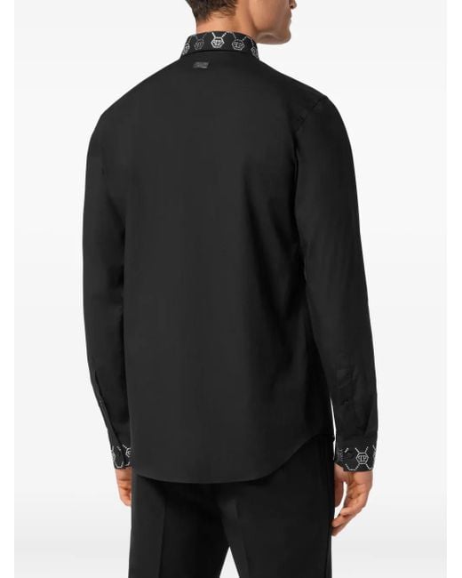 Philipp Plein Black Monogram-Embellished Shirt for men