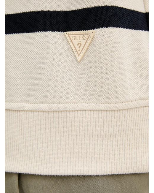 Guess Natural Striped Long-Sleeve Polo-Collar Sweater for men