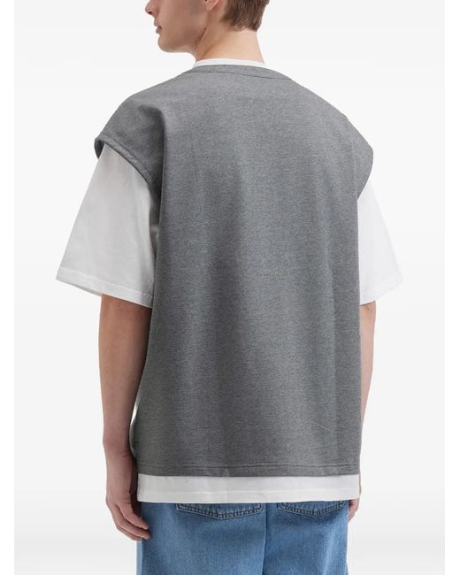 Musium Div. Button Mock Layered T-Shirt in Grey for Men | Lyst UK