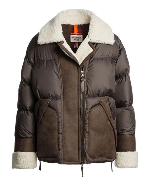Parajumpers Brown Jacke mit Shearling-Besatz