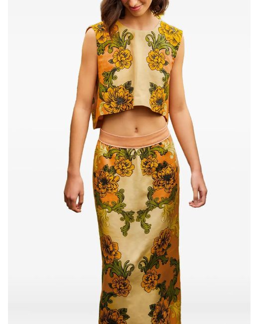 Top con estampado floral Farm Rio de color Metallic