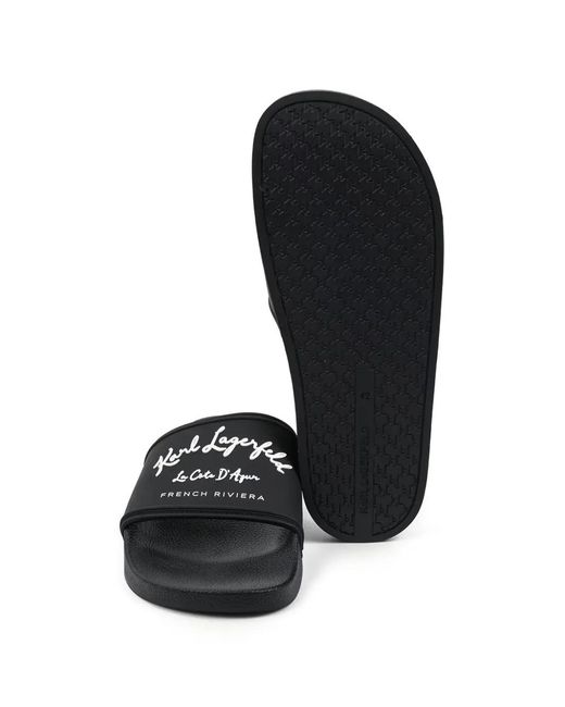Karl Lagerfeld White Logo-Print Slides for men