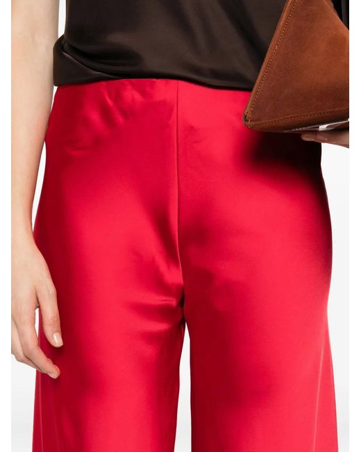 Norma Kamali Red Elephant Bias-Cut Wide-Leg Trousers