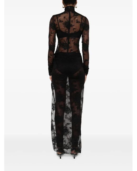 ANDAMANE Black Lace Long-Sleeve Dress