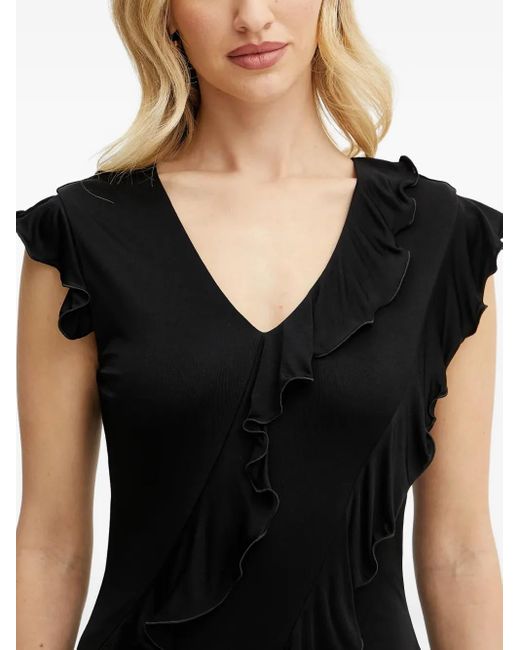 Karl Lagerfeld Black Ruffle-Detail Midi Dress