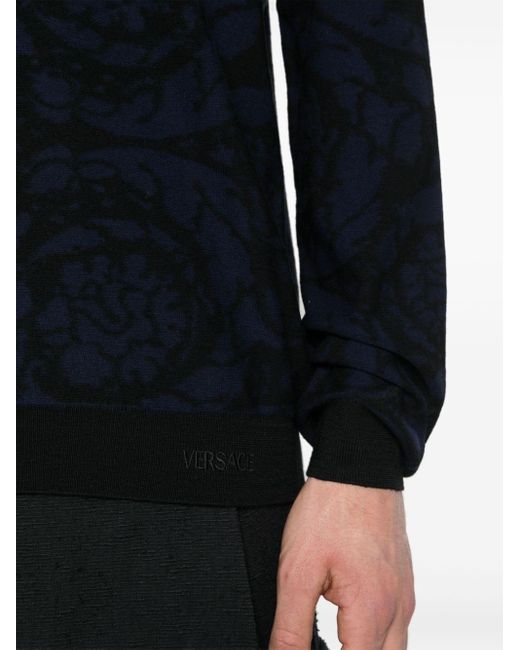 Versace Black Jacquard-pattern Jumper for men